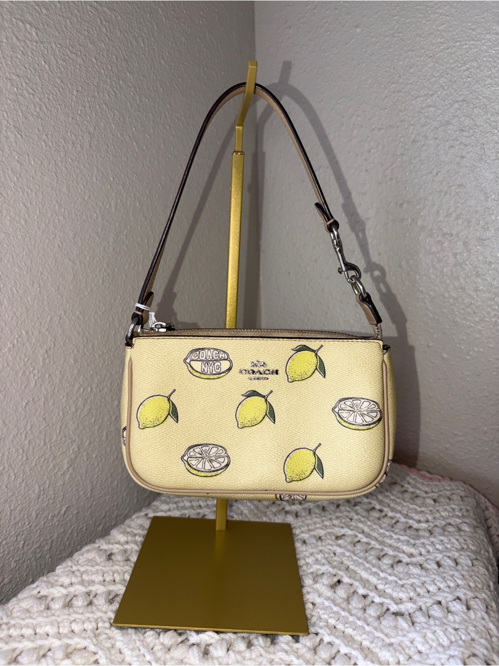 Coach Cream Leather Mini Bag with Lemon Print